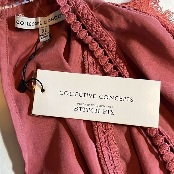 COLLECTIVE CONCEPTS/STITCH FIX Women’s Braydee Lace Detail Blouse Pink Size XL - Picture 15 of 16